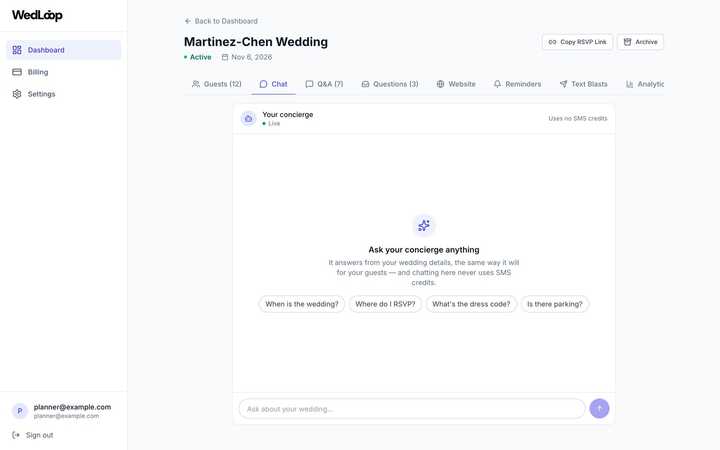 Chat with your own concierge before guests do, at no SMS cost.